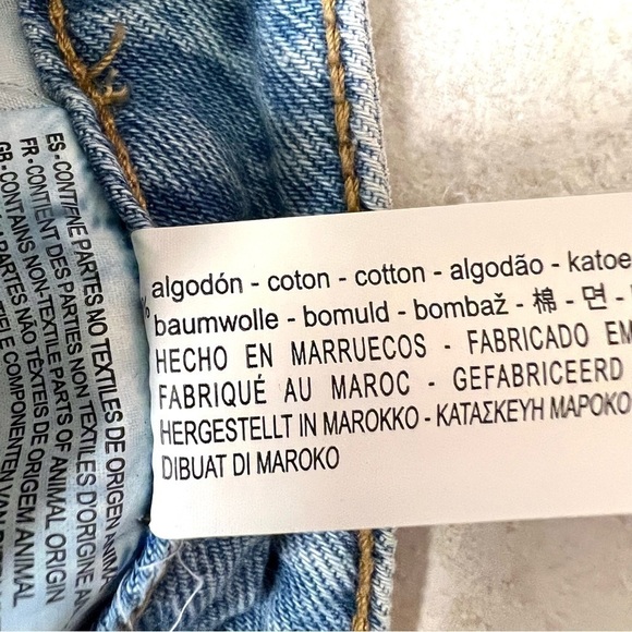 ZARA premium Destroyed Frayed Asymmetrical Flare Jeans size 2 women’s 100 cotton - Picture 13 of 13